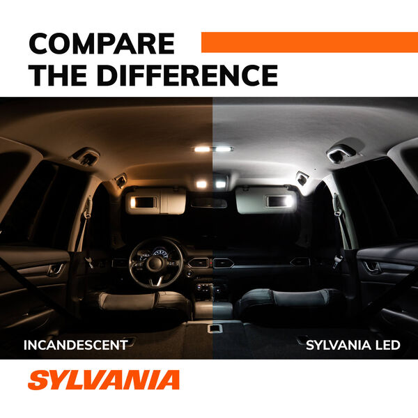 SYLVANIA - 168 T10 W5W LED White Mini Bulb - Bright LED Bulb, Ideal for  Interior Lighting - Map, Dome, Cargo and License Plate (Contains 2 Bulbs)