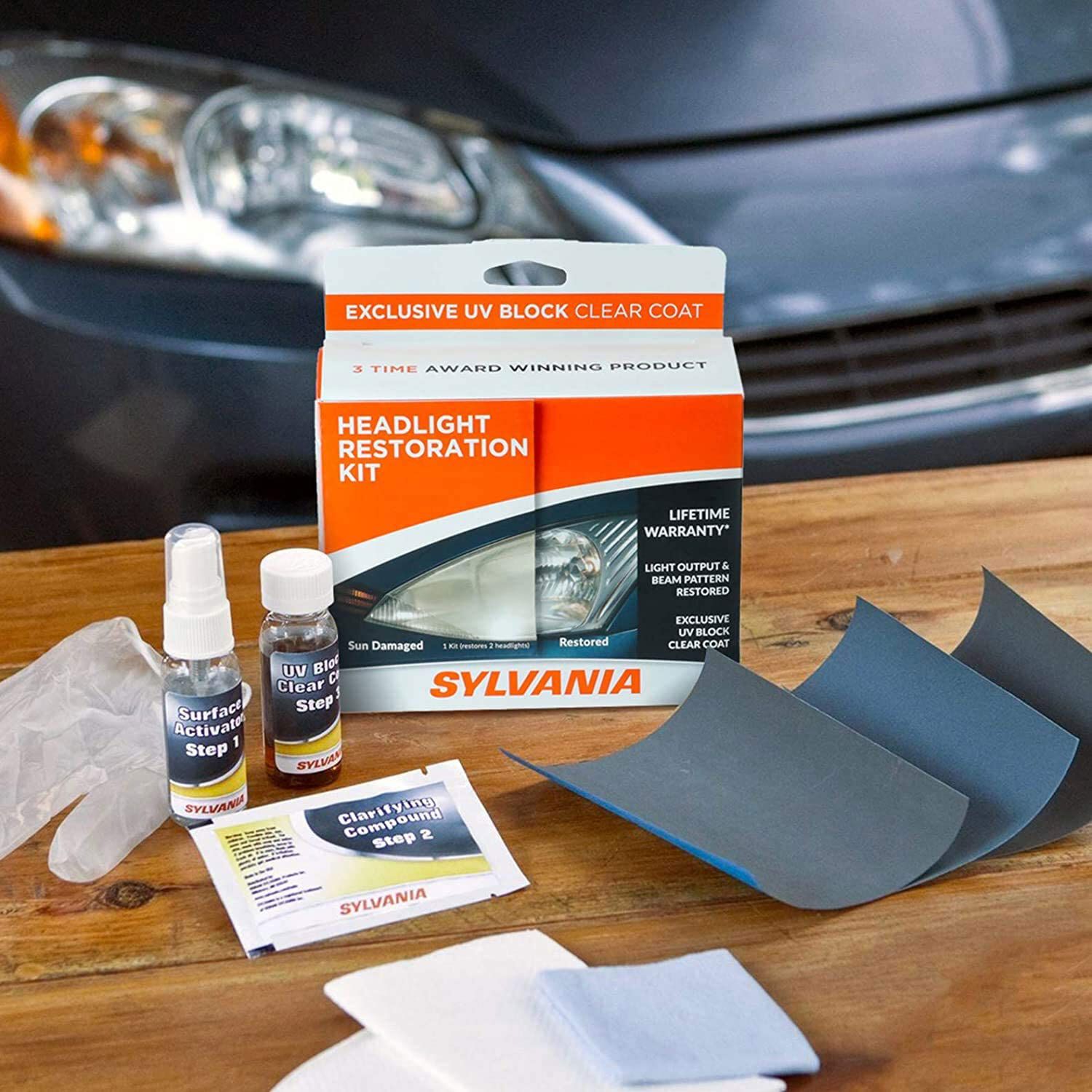 headlight restoration kit with uv protection