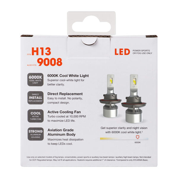 SYLVANIA H13 LED Fog & Powersports Bulb, 2 Pack