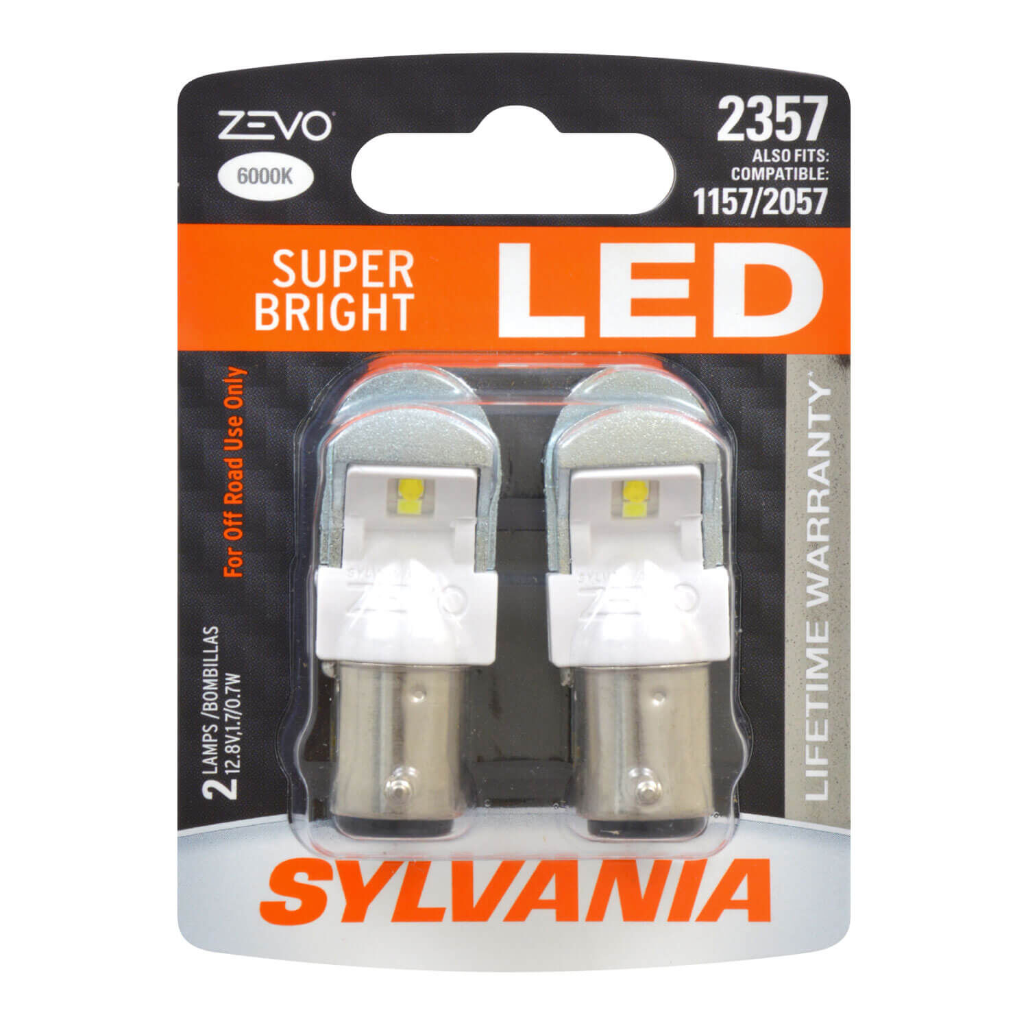 SYLVANIA 2357 WHITE ZEVO LED Mini, 2 Pack