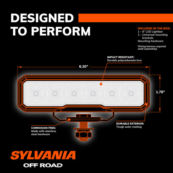 SYLVANIA Rugged 6 Inch LED Light Bar - Flood, , hi-res